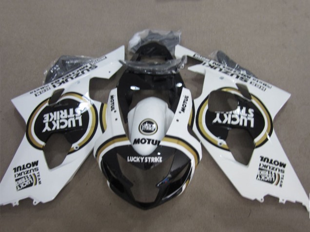 2004-2005 Suzuki GSXR 600 Motorcycle Fairings - White Black Lucky Strike Motul Canada
