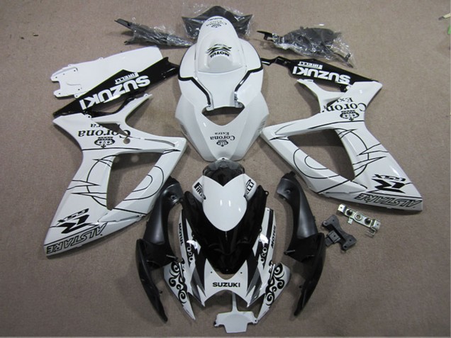 2006-2007 Suzuki GSXR 600 Motorcycle Fairings - White Black Corona Extra Canada