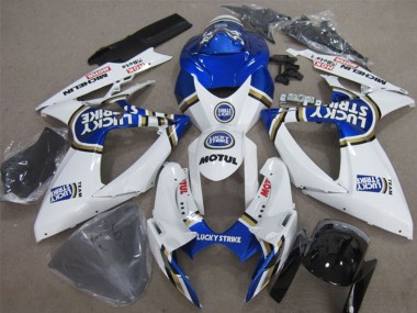 2006-2007 Suzuki GSXR 600 Motorcycle Fairings - White Blue Lucky Strike Motul Canada