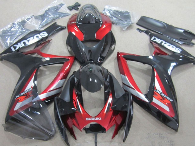 2006-2007 Suzuki GSXR 600 Motorcycle Fairings - Glossy Black Red Silver Canada