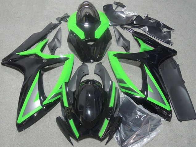 2006-2007 Suzuki GSXR 600 Motorcycle Fairings - Green Glossy Black Silver Canada