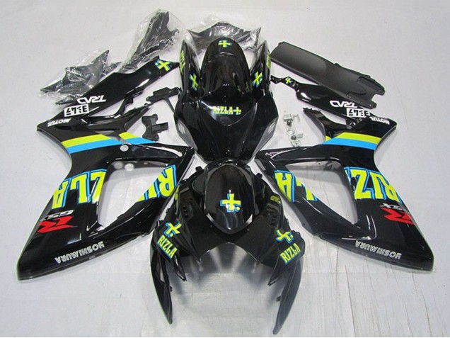 2006-2007 Suzuki GSXR 600 Motorcycle Fairings - Glossy Black Yellow Rizla Red Canada