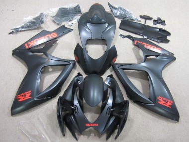 2006-2007 Suzuki GSXR 600 Motorcycle Fairings - Matte Black Red Decal Canada