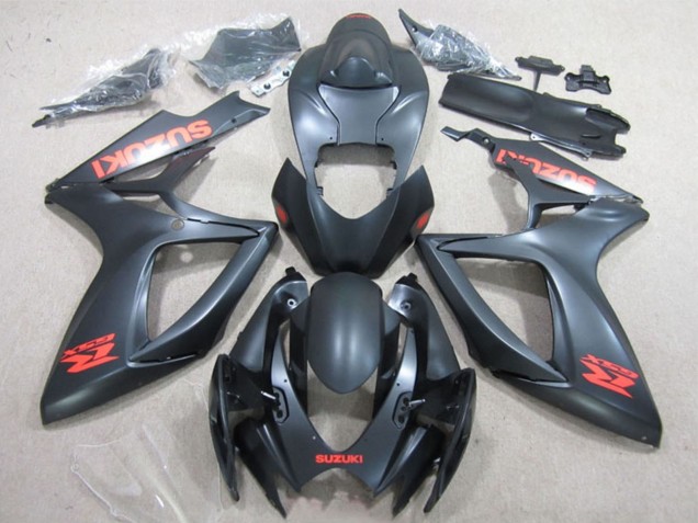 2006-2007 Suzuki GSXR 600 Motorcycle Fairings - Matte Black Red Decal Canada