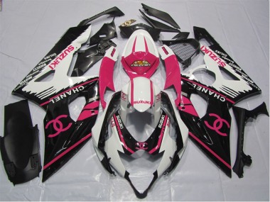 2006-2007 Suzuki GSXR 600 Motorcycle Fairings - White Pink Black Chanel Canada