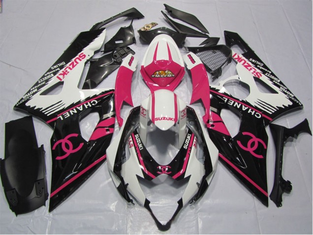 2006-2007 Suzuki GSXR 600 Motorcycle Fairings - White Pink Black Chanel Canada