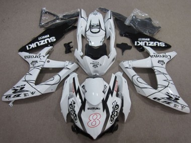 2008-2010 Suzuki GSXR 600 Motorcycle Fairings - White Black Corona Extra Motul 8 Canada