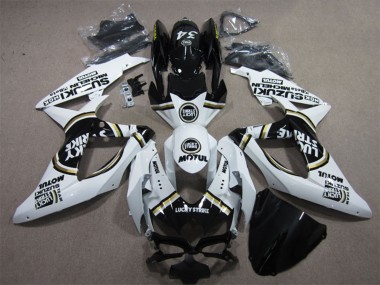 2008-2010 Suzuki GSXR 600 Motorcycle Fairings - White Black Motul Lucky Strike Canada