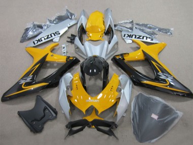 2008-2010 Suzuki GSXR 600 Motorcycle Fairings - Yellow Silver Glossy Black Canada