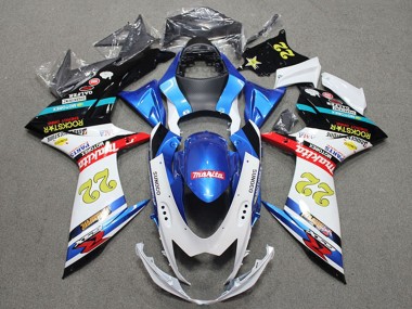 2011-2024 Suzuki GSXR 600 Motorcycle Fairings - Blue White Red Black Rockstar 22 Canada