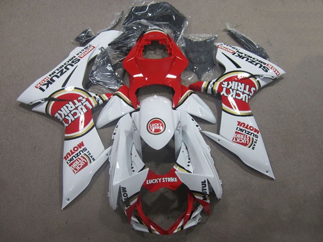 2011-2024 Suzuki GSXR 600 Motorcycle Fairings - White Red Motul Lucky Strike Canada