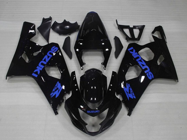 2004-2005 Suzuki GSXR 750 Motorcycle Fairings - Glossy Black Blue Decal Canada