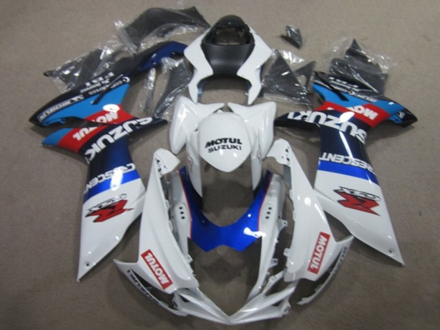 2011-2024 Suzuki GSXR 750 Motorcycle Fairings - White Blue Motul Canada