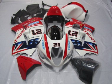 1996-2007 Suzuki GSXR 1300 Hayabusa Motorcycle Fairings - White Red Blue Xerox 21 Canada