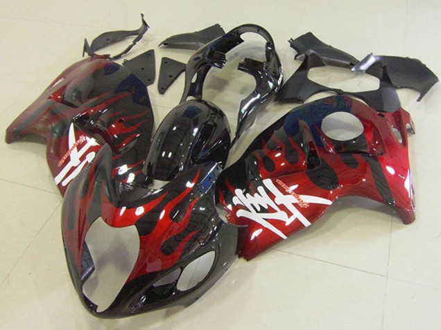 1996-2007 Suzuki GSXR 1300 Hayabusa Motorcycle Fairings - Glossy Black Red Flame Canada