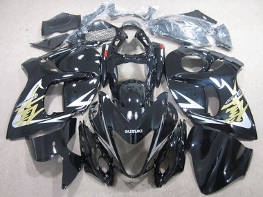 2008-2020 Suzuki GSXR 1300 Hayabusa Motorcycle Fairings - Glossy Black White Gold Decal Canada