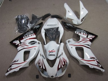 1998-1999 Yamaha YZF R1 Motorcycle Fairings - White Glossy Black Red Flame Shark Canada