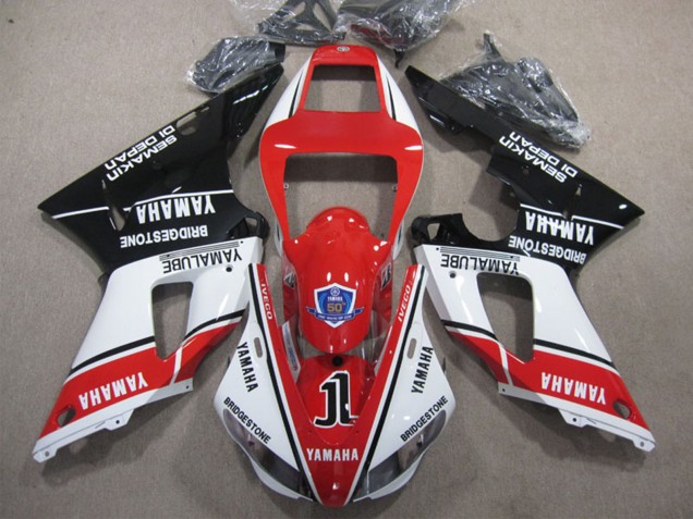 2009-2011 Yamaha YZF R1 Motorcycle Fairings - White Red Black Bridgestone Yamalube Semakin Didepan Canada
