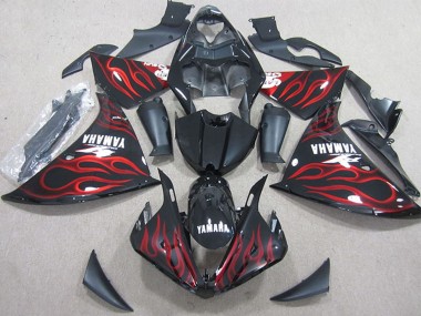 2009-2011 Yamaha YZF R1 Motorcycle Fairings - Glossy Black Red Flame Canada