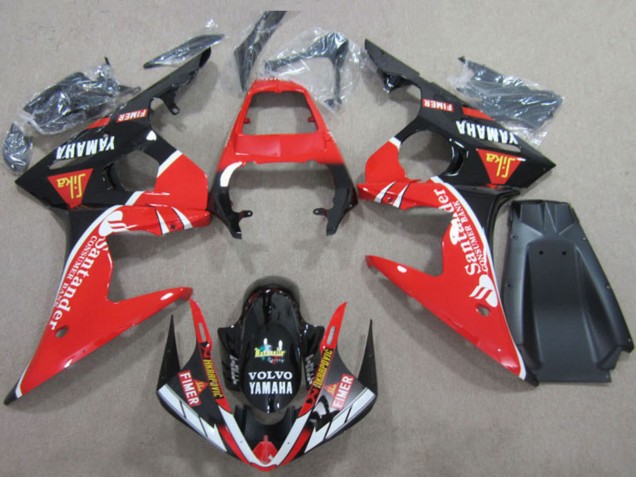 2003-2004 Yamaha YZF R6 Motorcycle Fairings - Red White Glossy Black Santander Fimer Volvo Canada