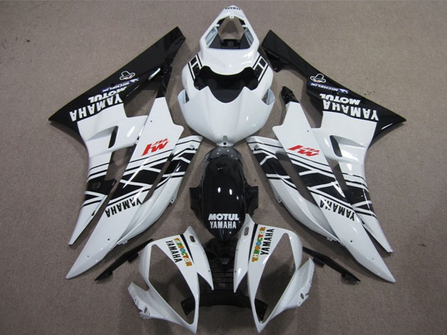 2006-2007 Yamaha YZF R6 Motorcycle Fairings - White Glossy Black Motul Canada