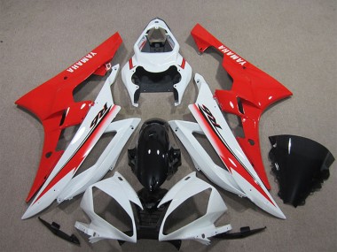 2006-2007 Yamaha YZF R6 Motorcycle Fairing - White Red Glossy Black Canada