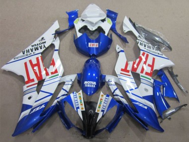 2008-2016 Yamaha YZF R6 Motorcycle Fairings - White Blue Red Motul Fiat Canada